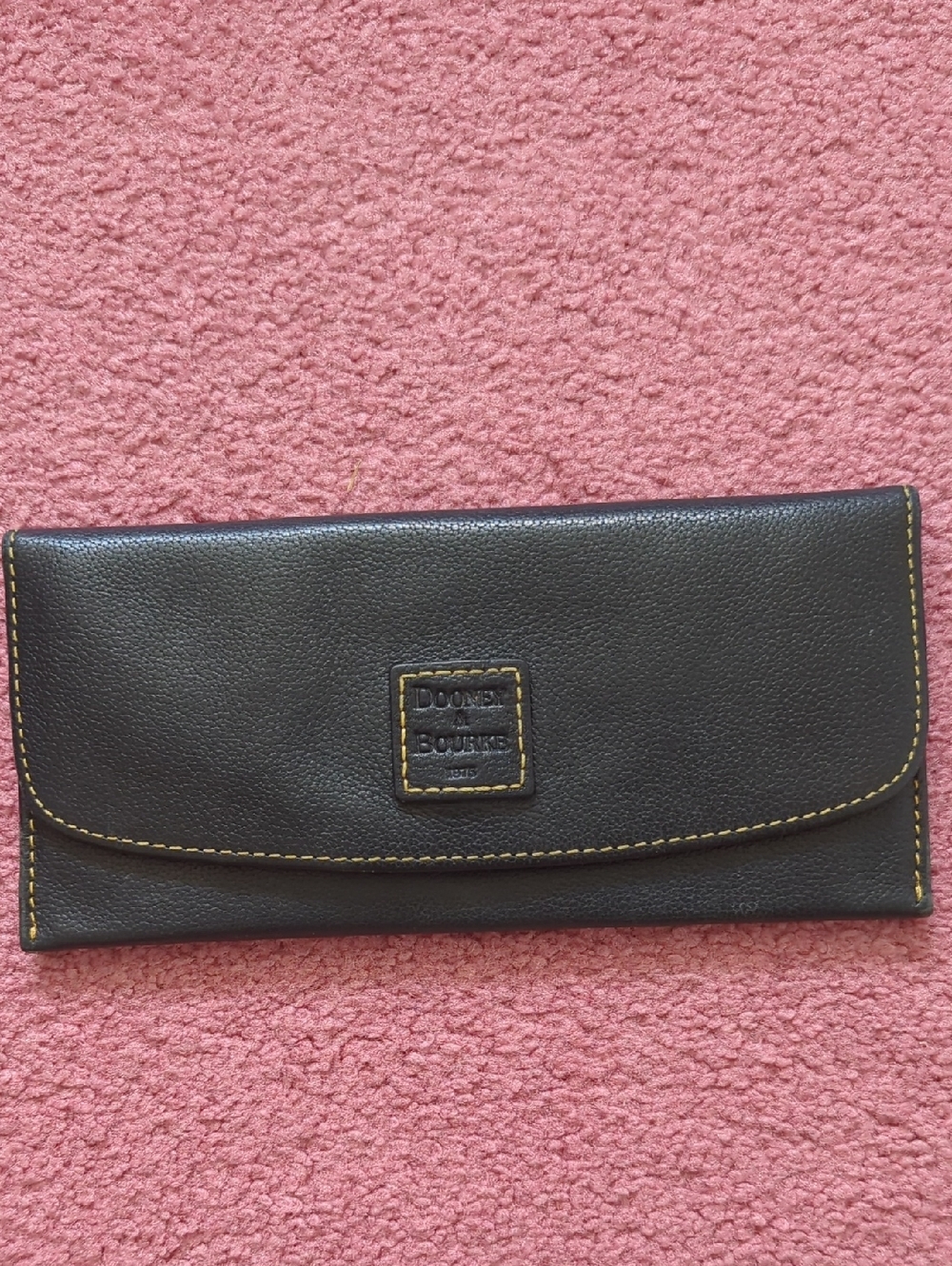 Dooney & Bourke Black Pebbled Leather Folding Wallet